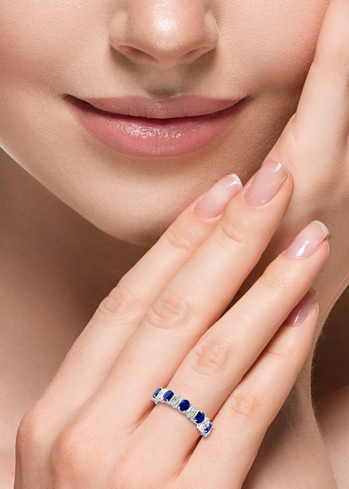 Julia Capri Sapphire & Diamond Cluster Ring in Sterling Silver