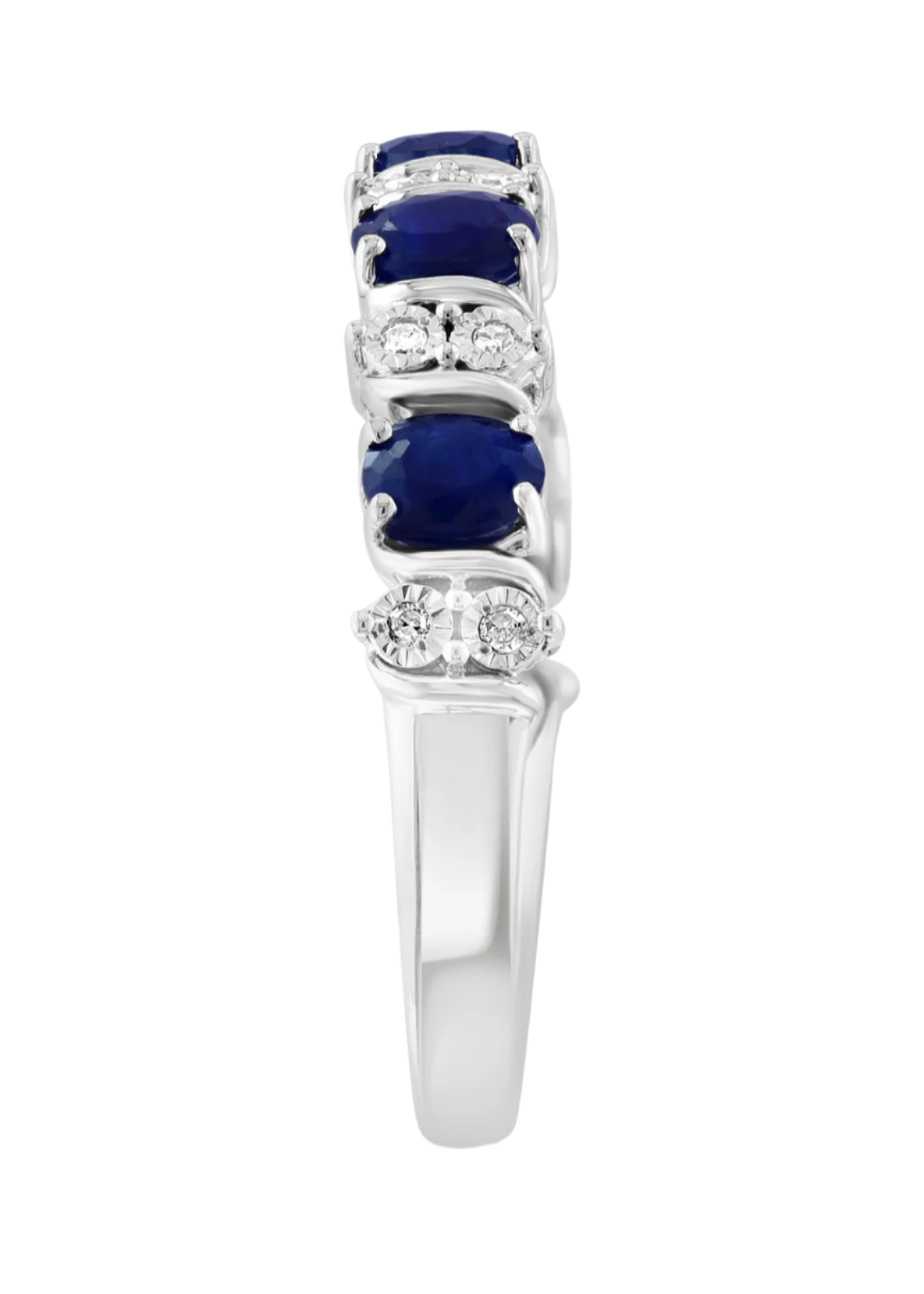 Julia Capri Sapphire & Diamond Cluster Ring in Sterling Silver