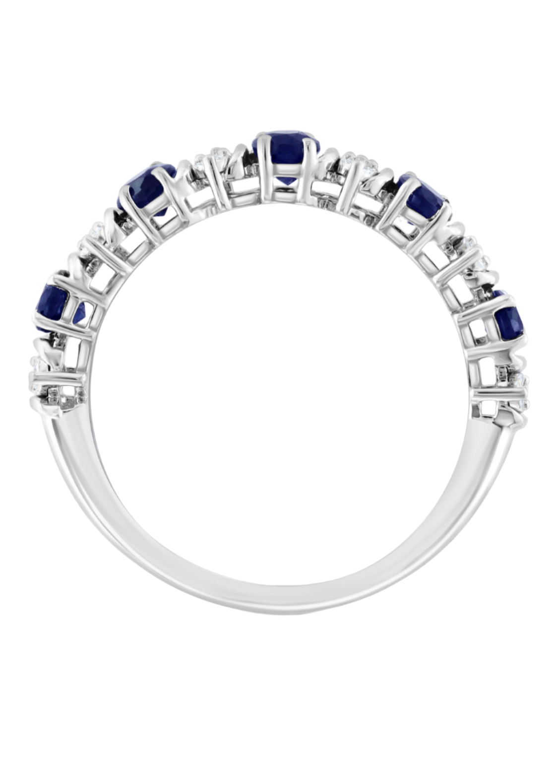 Julia Capri Sapphire & Diamond Cluster Ring in Sterling Silver