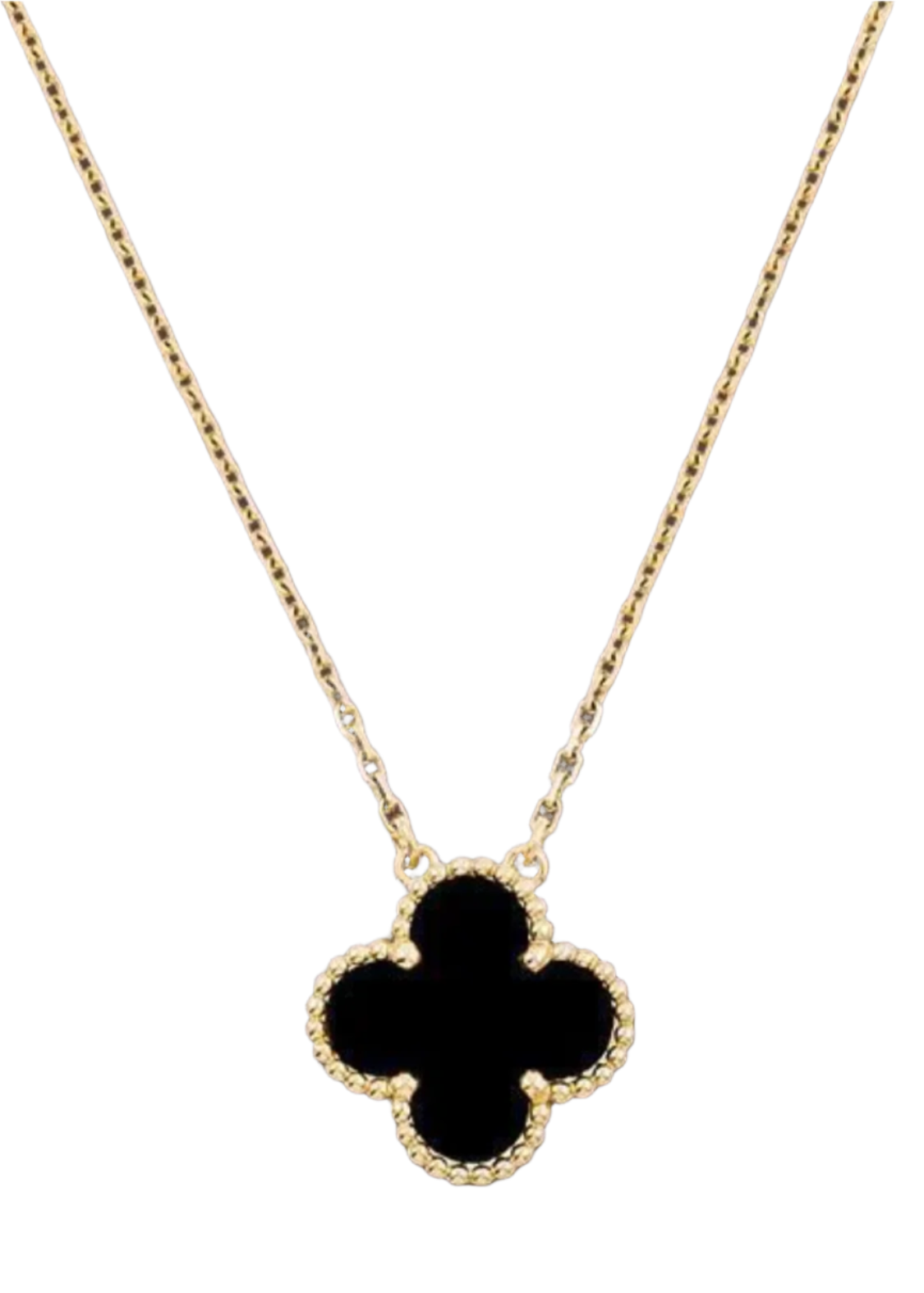Julia Capri Black Clover Halo 14K Yellow Gold Plated Pendant Necklace
