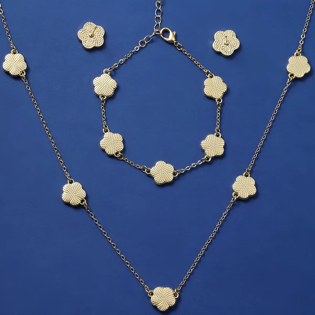 Lucky Five-petal Flower Five-leaf Clover Bracelet Earrings Necklace