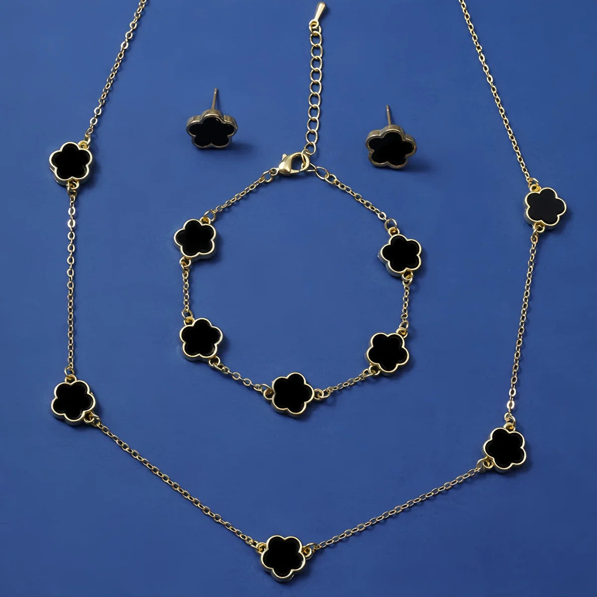 Lucky Five-petal Flower Five-leaf Clover Bracelet Earrings Necklace