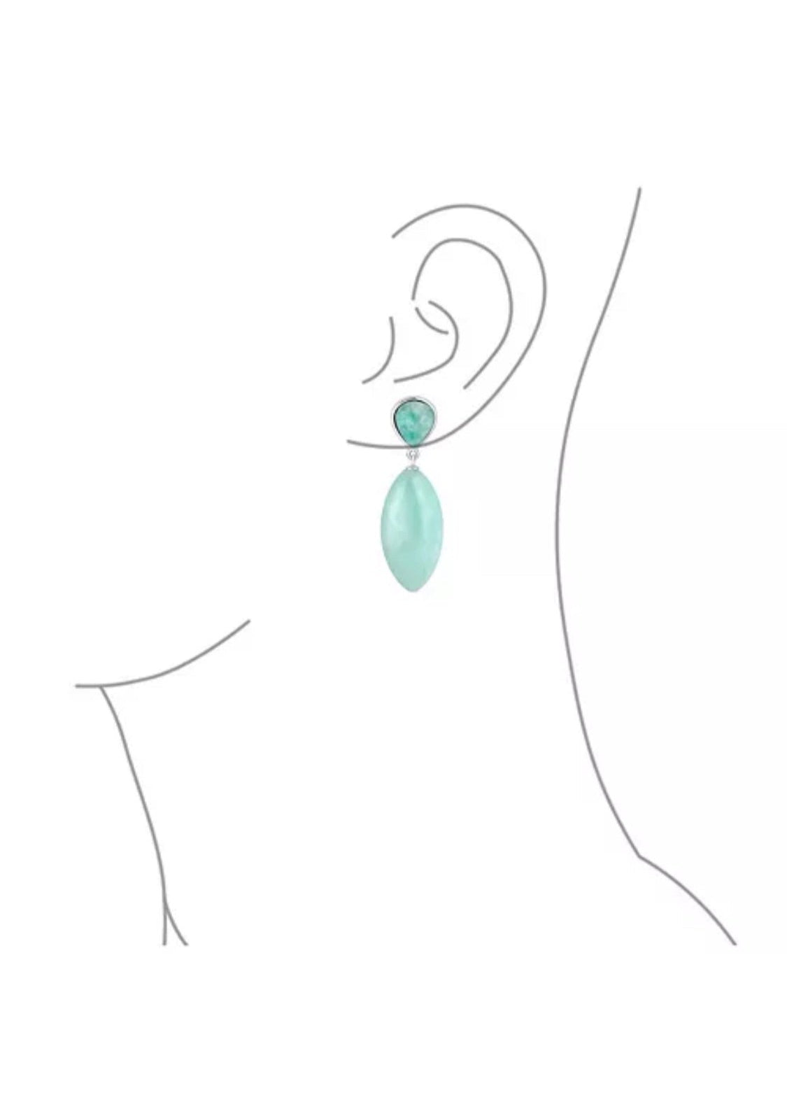 Julia Capri Geometric Rhombus Teardrop Dangling Earrings Gold Plated