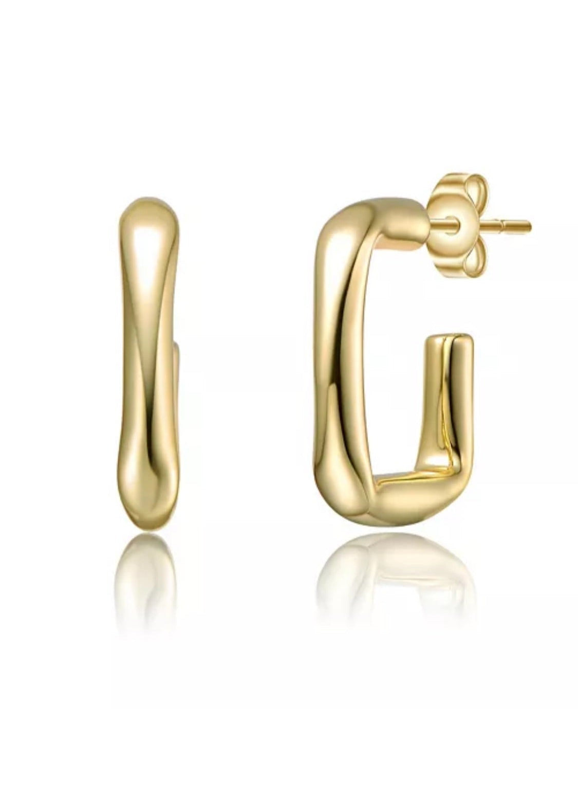 Stylish 14k Gold Plated G-Shaped Hoop Earrings