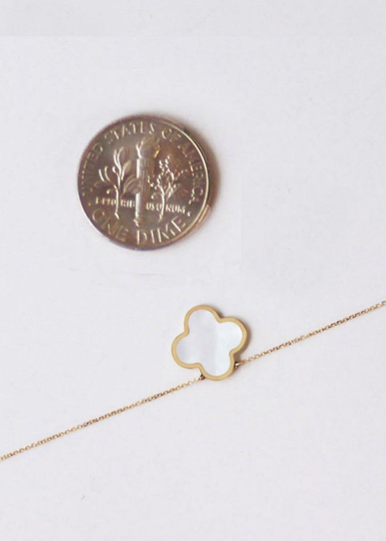 Julia Capri 14K Gold-Plated Crystal Halo White Mother-of-Pearl Clover Necklace