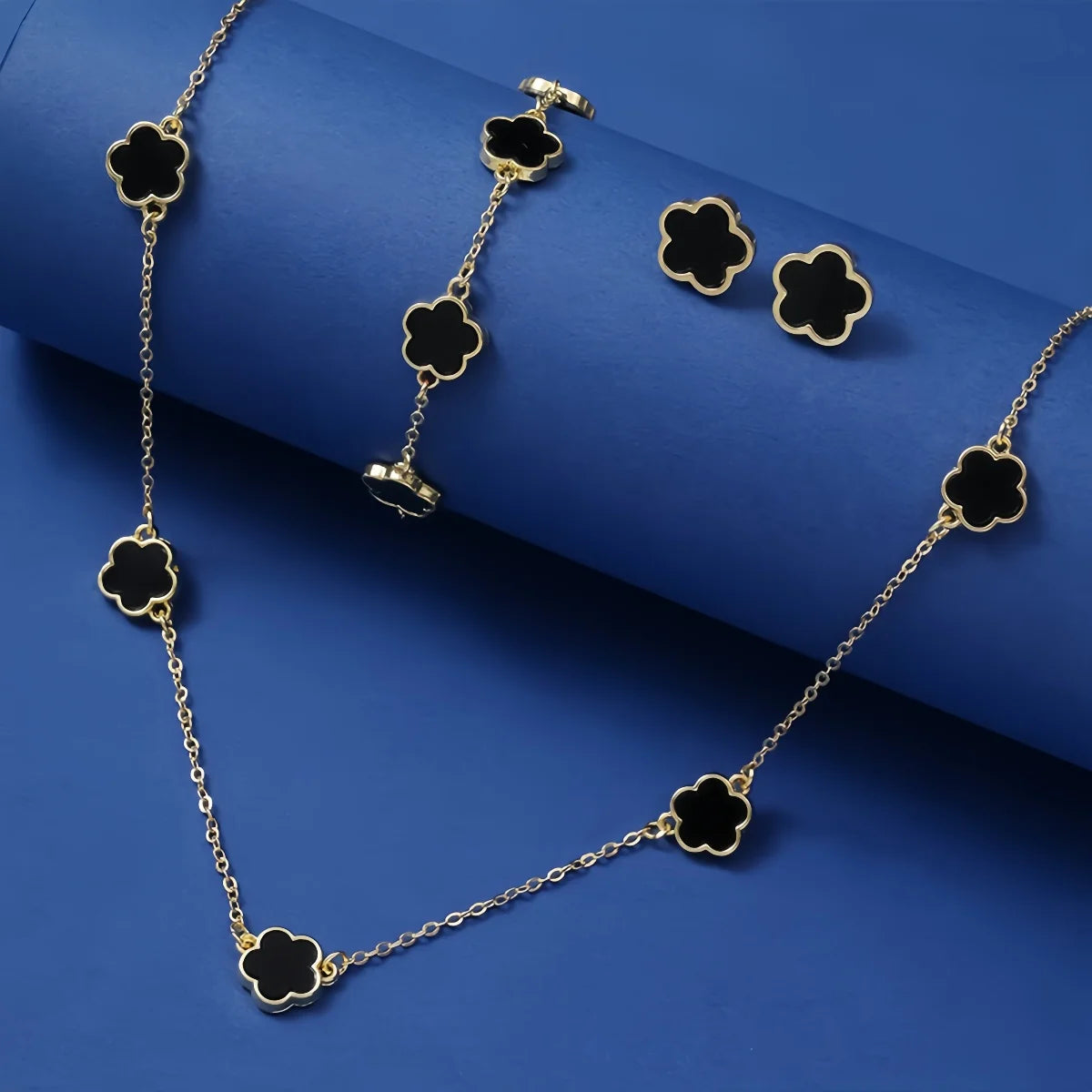 Lucky Five-petal Flower Five-leaf Clover Bracelet Earrings Necklace
