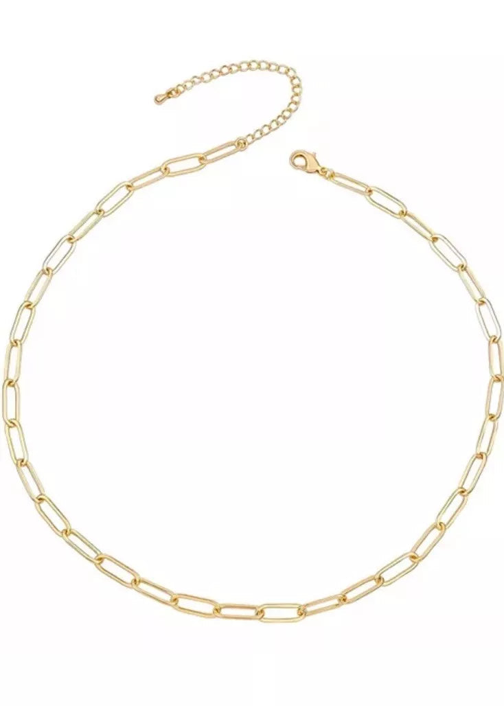 14k Gold Plated Cable Link Chain Adjustable Necklace