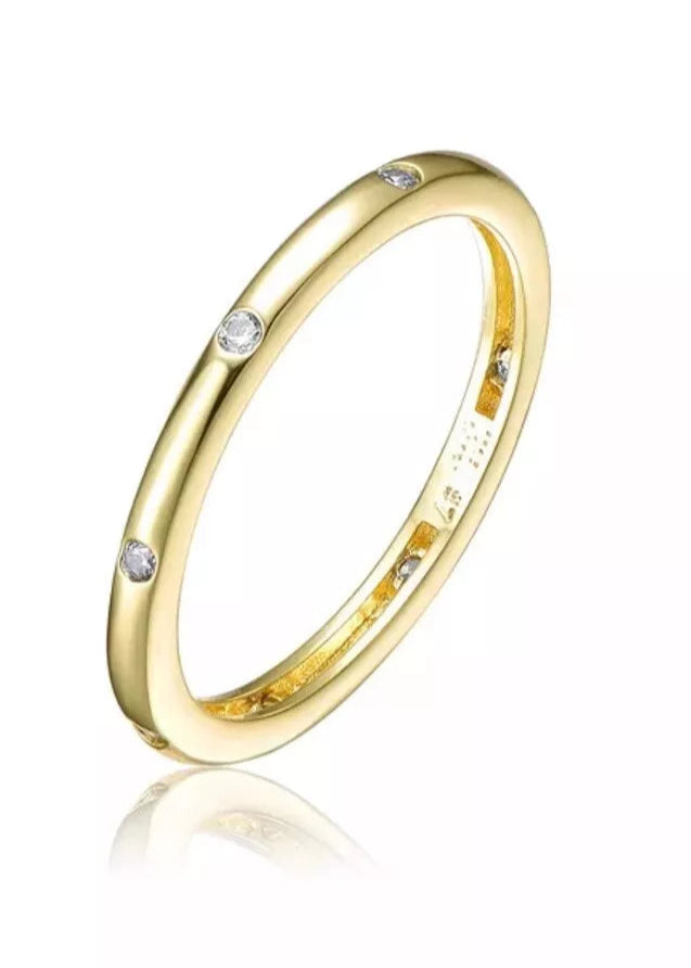 Sophisticated 14K Gold Plated Clear Cubic Zirconia Band Ring