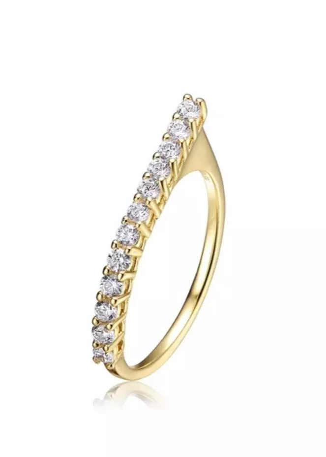 Julia Capri Sterling Silver Ring, 14k Yellow Gold Plated with Cubic Zirconia, size 6