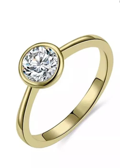 Julia Capri 14k Gold Plated with Cubic ZIrconia Modern Bezel Ring