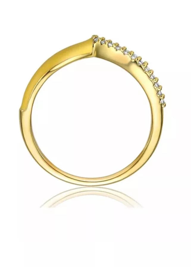 Julia Capri 14k Yellow Gold Plated Yellow Enamel 'V' shaped stackable ring