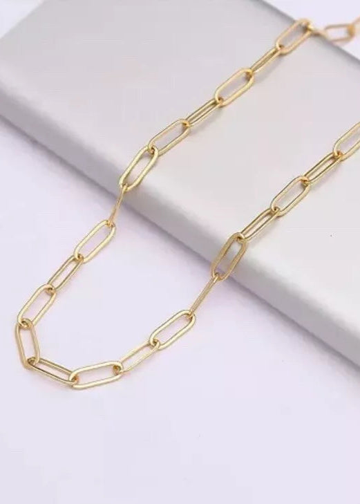 14k Gold Plated Cable Link Chain Adjustable Necklace