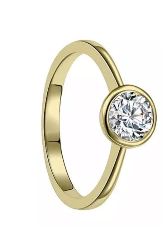 Julia Capri 14k Gold Plated with Cubic ZIrconia Modern Bezel Ring