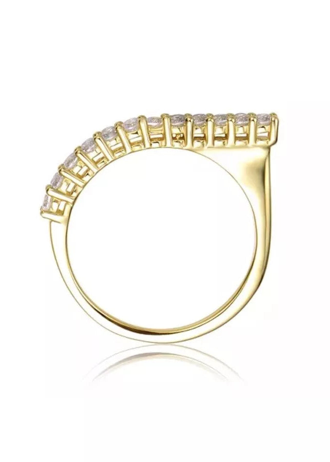 Julia Capri Sterling Silver Ring, 14k Yellow Gold Plated with Cubic Zirconia, size 6